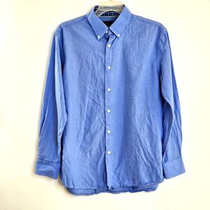 Tattersall London Shirt Mens 16.5 34-35 Blue Long Sleeve Button Down 100% Cotton